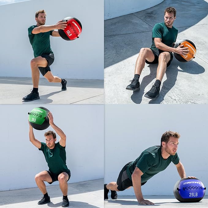 RitFit Medicine Ball / weight ball / Soft Medicine Ball / Wall Medicine Ball / Soft Wall Ball / Wall Ball set/ Medicine Balls for Exercise and Conditioning Workouts, Fitness Gym Equipment for Core Training and Cross Training (5/10/15/20/25/30 lbs)