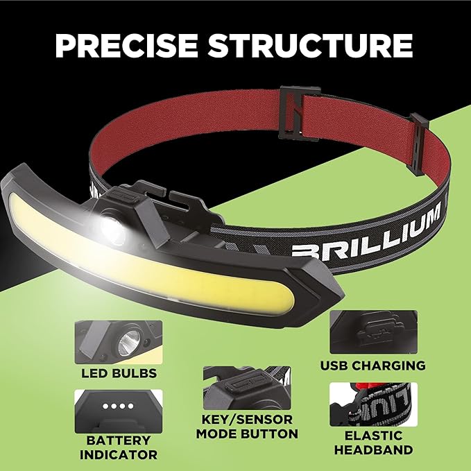 3 Pack LED headlamp rechargeable, 1200 mAh battery head lamp with 6 lightning modes, Red safety headlight with adjustable light angle, led headlights high and low beam for camping, hiking, running