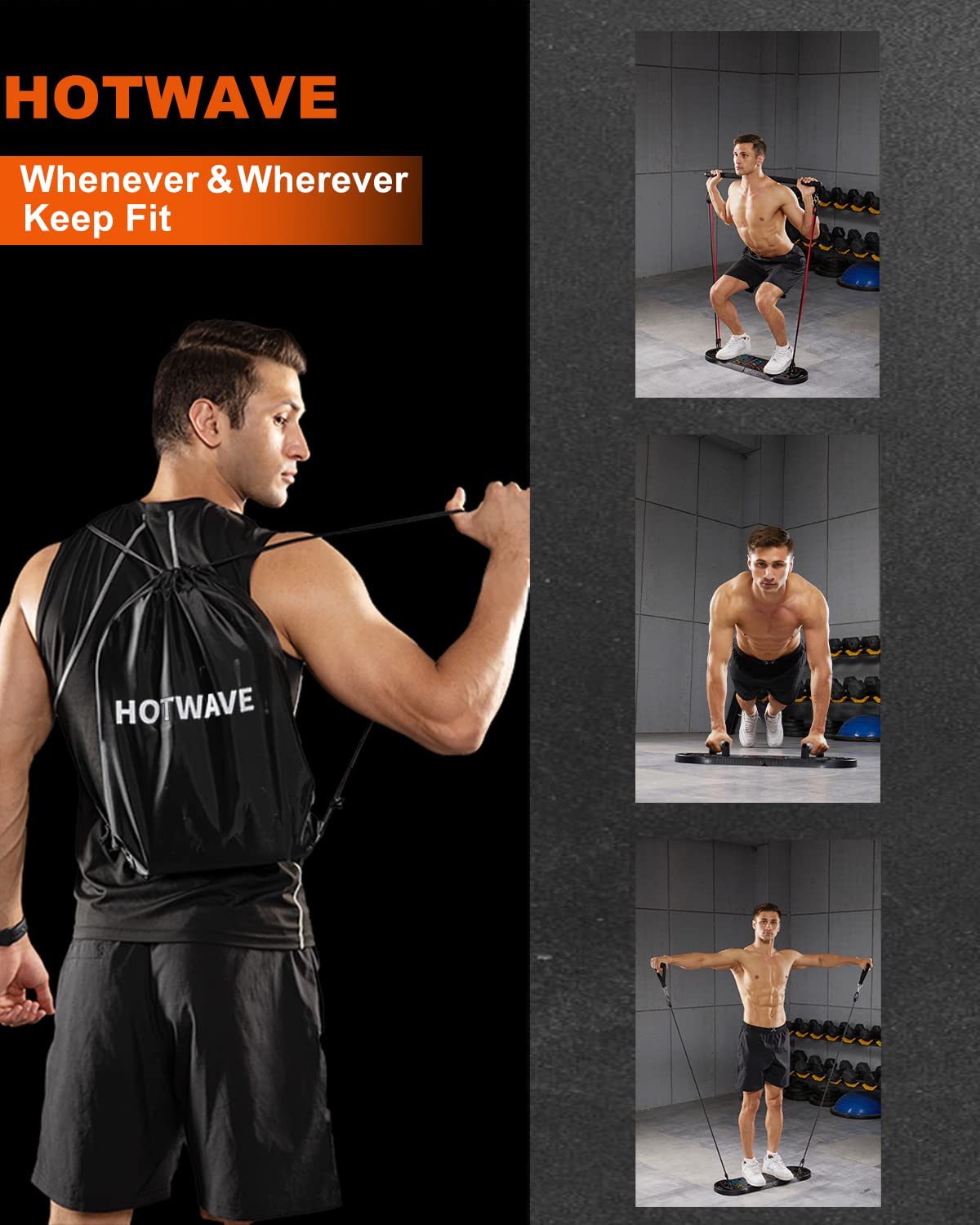 HOTWAVE Push Up Board, Portable 20 in 1 PushUp Board, Foldable Push Up Bar