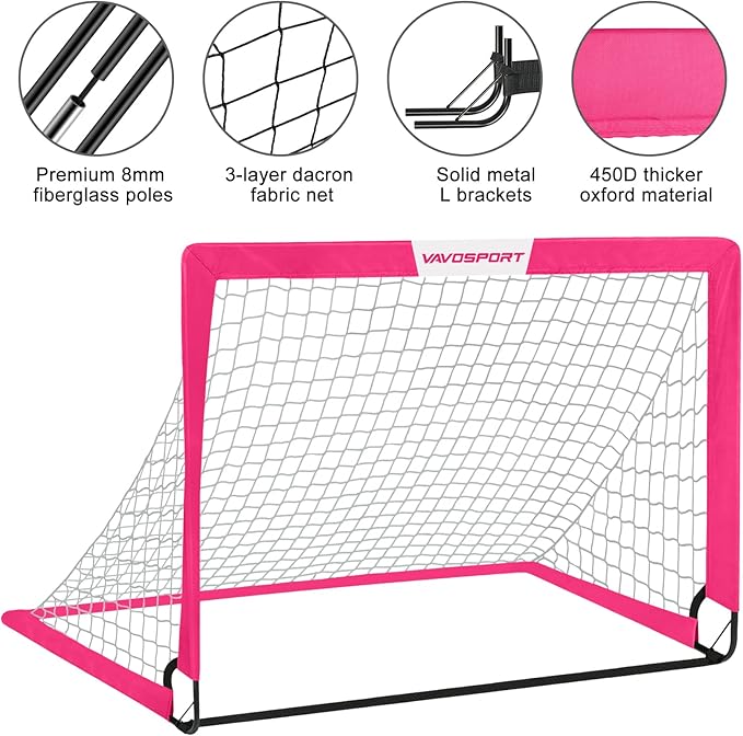 Kids Soccer Goals for Backyard Set - 2 of 4' x 3' Portable Soccer Goal Training Equipment, Pop Up Toddler Soccer Net with Soccer Ball, Soccer Set for Kids, Youth Outdoor Games, Sports, Play