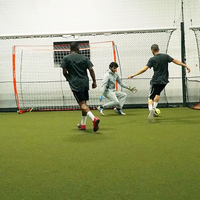 GoSports ELITE Futsal Soccer Goal - 3 M x 2 M Size, Foldable Bow Type Frame and Net - Play & Train Like The Pros, Includes Carry Bag and Agility Cones