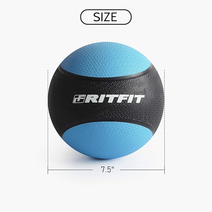 RitFit Weighted Medicine Ball - Non-Slip Rubber Shell & Dual Texture Grip - Workout Exercise Ball for Core Strength, Balance Training, Coordination Fitness - Multiple Weights & Colors