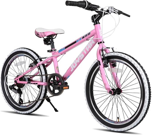 JOYSTAR Lubbock 20 24 Inch Kids Bike for Boys & Girls Ages 7-12 Years Hardtail Mountain Bike for Kids with 1-Speed/7-Speed Drivetrain, White Wall Knobby Tires, Kids' Bicycle