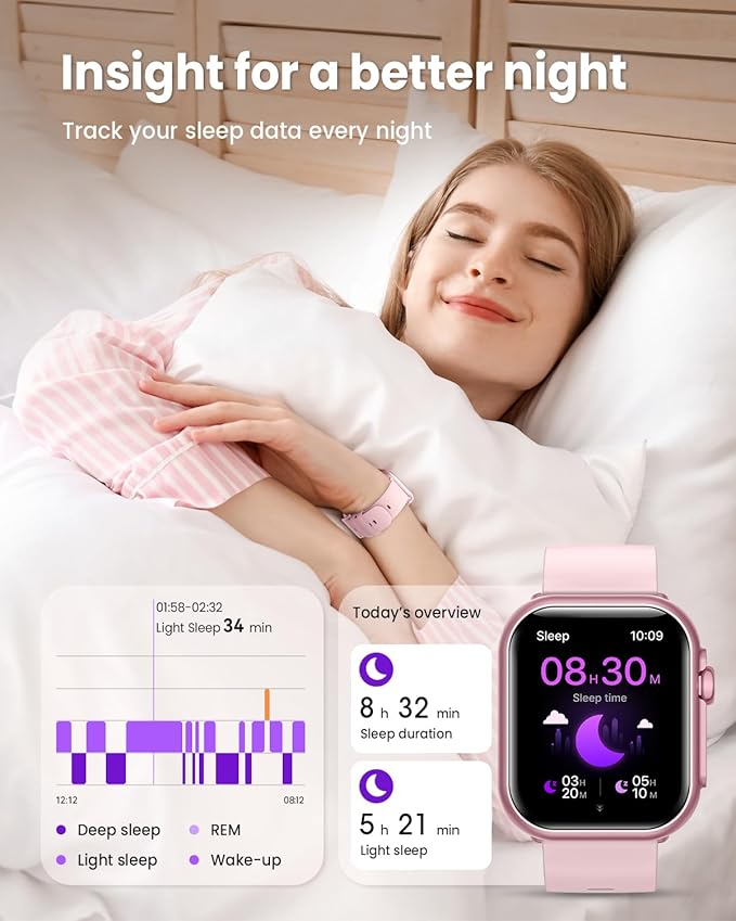 Smart Watches for Women Fitness Tracker: 1.85"Smartwatch with 30 Day+Battery Life Make/Answer Call Sleep Heart Rate SpO2 Monitor IP68 Waterproof 120+Sport Mode Watch for Android iPhone Samsung 2 Bands
