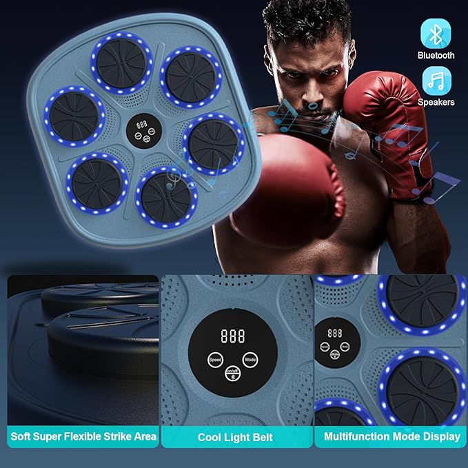 Smart Music Boxing Machine for Adults and Kids, Wall-Mounted Interactive Trainer with LED Display, 9 Modes & 9 Speeds, Perfect for Home Stress Relief,Fitness Gifts for Teen Boys