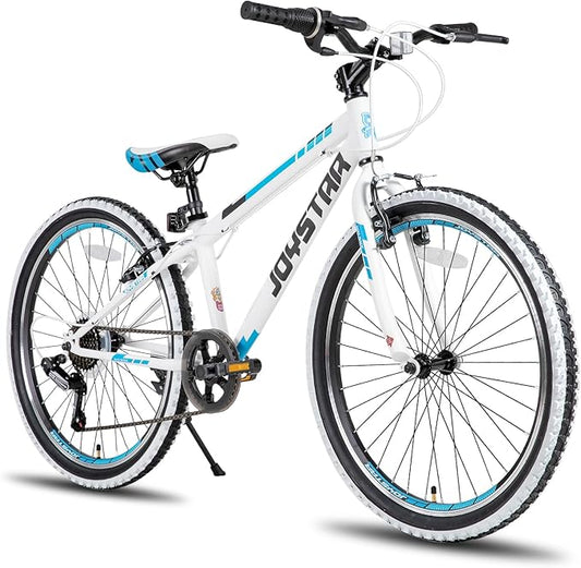 JOYSTAR Lubbock 20 24 Inch Kids Bike for Boys & Girls Ages 7-12 Years Hardtail Mountain Bike for Kids with 1-Speed/7-Speed Drivetrain, White Wall Knobby Tires, Kids' Bicycle