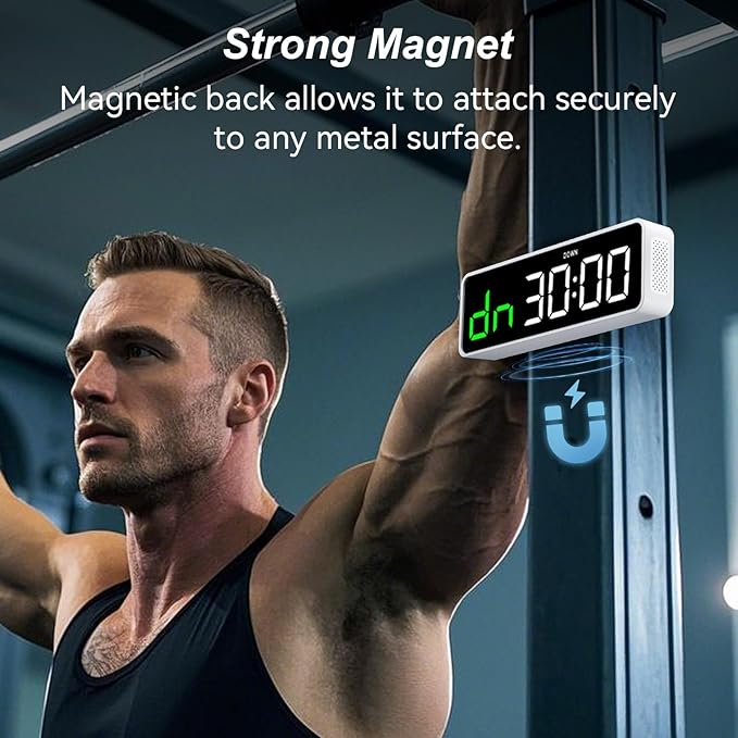Portable Gym Timer Clock: Fitness Digital Clock with Strong Magnet - Remote Control for Fitness Enthusiasts - Powerful Battery for Home Gym Garage Boxing