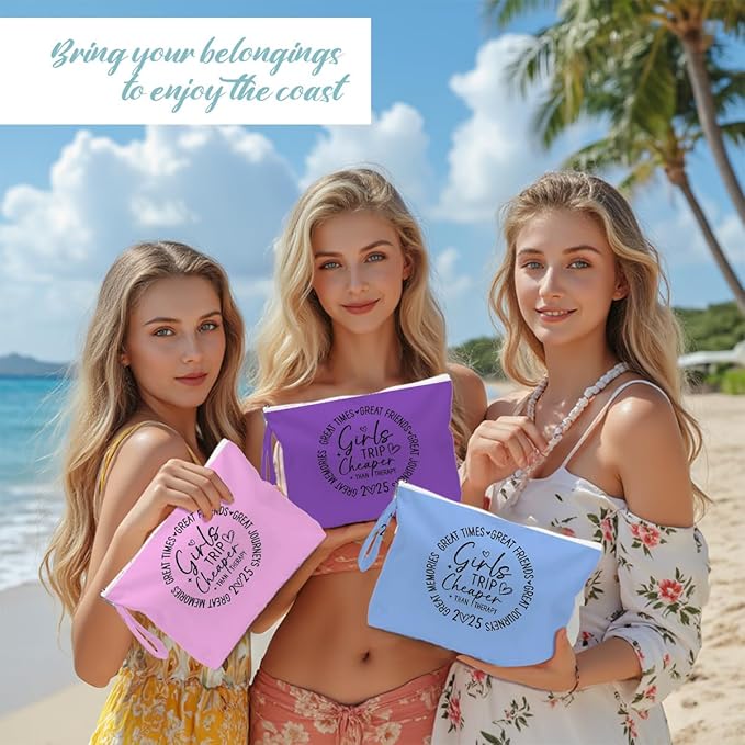 Fokongna 3PCS Girls Trip Gifts Wet Bag Wet Dry Bag Beach Bags Favors, for Swimsuit Toiletry Travel Essentials For Women, Beach Travel Gym for Swimsuit Dirty Diaper Bags