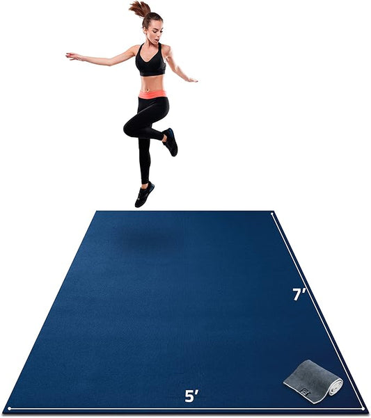 Gorilla Mats Premium Large Exercise Mat – 6x4', 7x4', x7x5', 8x4', 10x4' (1/4" Thick) Ultra Durable, Non-Slip, Workout Mat for Instant Home Gym Flooring – Great on Any Floor – Use With or Without Shoes