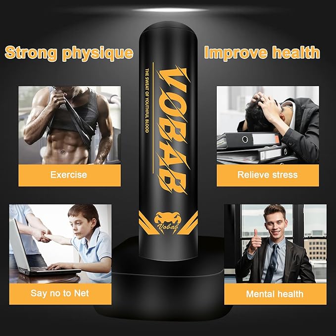 Standing Punching Bag for Adults, 70" Punching Bag Stand, Boxing Heavy Bag with Stand, Freestanding for Adults Men MMA Thai Fitness Karate Muay Beginners