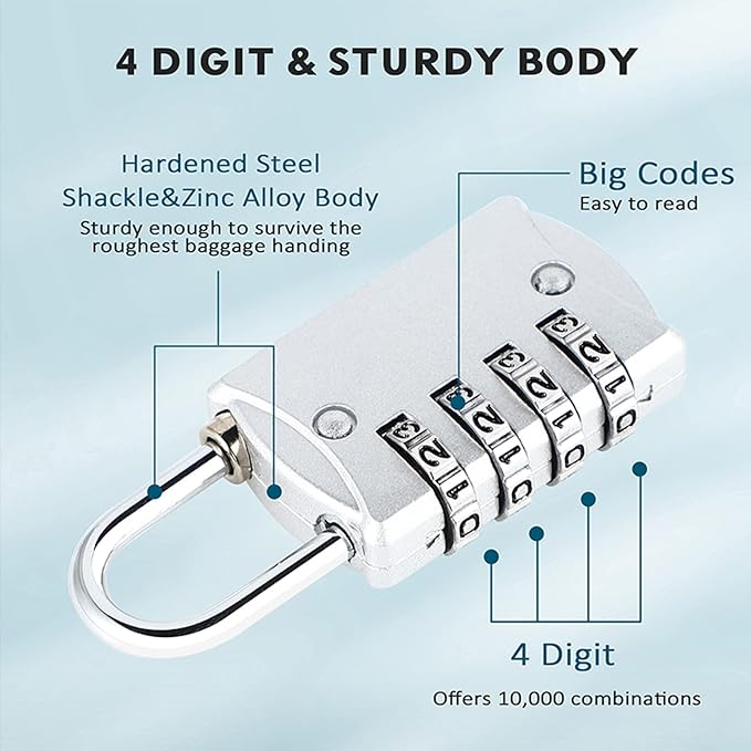 DELSWIN Small Combination Lock for Locker - 8Pack Resettable Luggage Locks for Backpack Suitcase - Gym Employee Locker Lock Combo Padlock