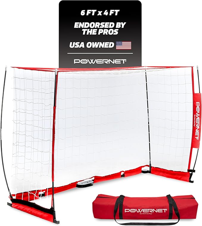 PowerNet Soccer Goal for Backyard, 6x4 / 8x4 FT Portable Soccer Net, Sports & Outdoors Training Equipment, 1 Goal & Zipper Storage Bag