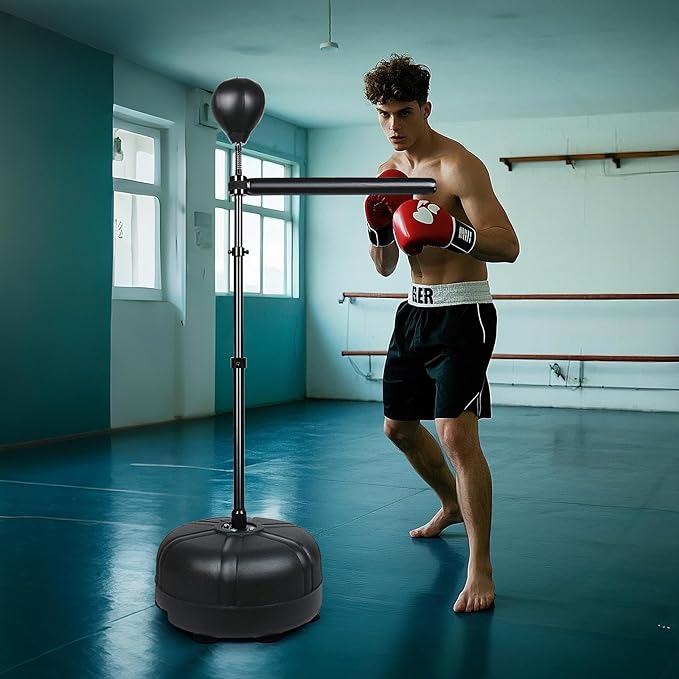 INNOLIFE Height Adjustable Boxing Bar, Boxing Spinning Bar with Punching Bag, Speed Trainer for Home Gym, Black