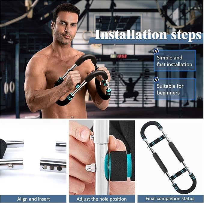 Twister Arm Trainer for Upper Body Workout – 90-160lb Adjustable Resistance Strength Training Bar for Chest, Biceps, Shoulders & Forearms | Home Gym Equipment for Men