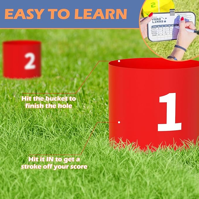 FOOING Golf Game with 2 Clubs, 9 Hole Practice Golf Backyard Game Set for Adults and Family Outdoor Indoor, Plastic Battle Yard Game with Balls and Flag for Lawn, Beach, Camping and Park