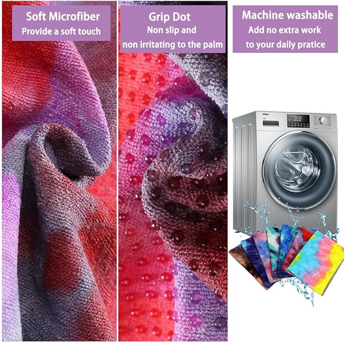 Tie-Dye Hot Yoga Towel with Non-Slip Grip Dots, Microfiber Yoga Mat Sweat Absorbent Mat Cover for Yoga, Pilates, & Workouts - 72" x 24.8", Free Carry Bag (Blue)