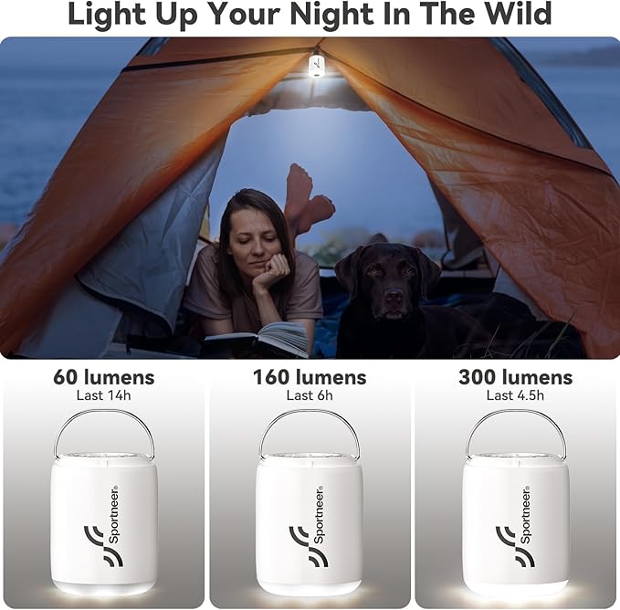 Sportneer Mini Air Pump: 1600mAh Rechargeable Air Pump for Inflatables with Hook, Magnetic and Light Function, Air Mattress Pump for Pool Floats, Sleeping Pads, Swimming Ring, Vacuum Storage Bags