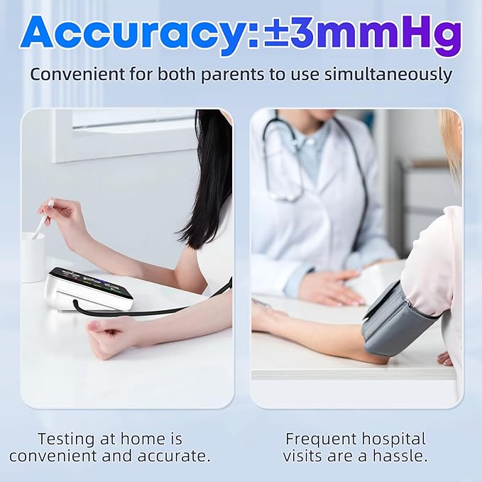 Blood Pressure Monitor Rechargeable Upper Arm Blood Pressure Monitors for Home Use Large Screen Bp Machine with 8.7"-16.5" Bp Cuff, 2x120 Memory, Voice Broadcast Bp Monitor (Black)