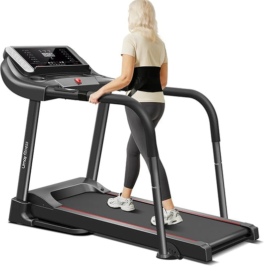 UMAY Fitness Treadmill with Incline, Foldable Compact Treadmills for Home with Pulse Sensors, Max 300/400 LBS Capacity, 3.0/3.5HP Quiet Brushless, Max 8.7 MPH