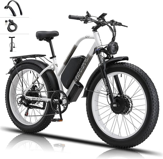 Q7 Peak 3000W Dual Motor Electric Bike - 60-Mile 48V 23Ah UL Certified eBike, 31MPH Fat Tire eBicycle with 5 Riding Modes, Hydraulic Brakes & LCD Display for Mountain/Snow/City
