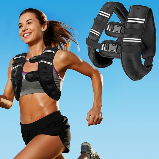 Zikopomi Weighted Vest Woman Man, 6lb/8lb/12lb/16lb/20lb/25lb/30lb Weight Vest with Reflective Stripes for Workout, Strength Training, Running, Fitness, Muscle Building, Weight Loss, Rucking Vest