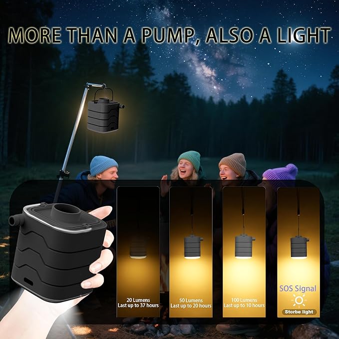 Portable-Electric-Mini-Air-Pump for Inflatables, Swimming Rings, Sleeping Pads, Vacuum Bags, Mattress, Camping Fire & Outsides Lightinge