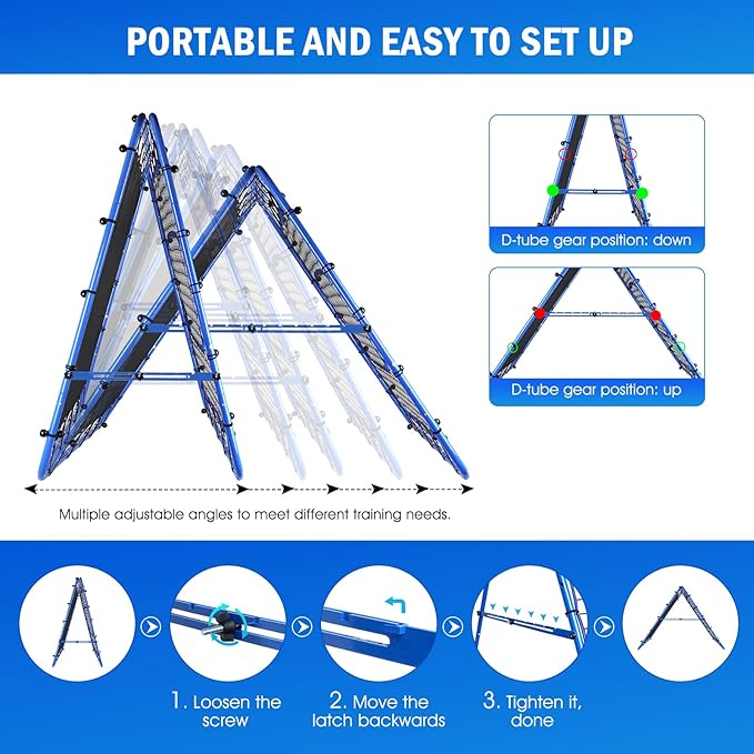 Dual-Sided Soccer Rebounder Net, Fast & Slow Rebound Speed Training for Control, Passing Practice, Easy Setup Baseball/Volleyball Rbounder Pitchback Net Gifts Aids & Equipment for Kids,Teens & Adults