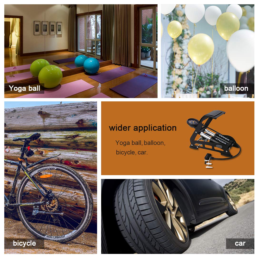 Double Cylinder Foot Air Pump, Precision Pressure Gauge High Pressure Pedal Inflator, Portable Foot Air Mercury for Ball, Bicycle, Scooter, Motorcycle, Car Pumping, Toys Balls Inflatable