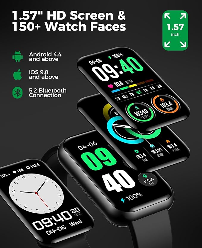 Smart Watch Fitness Tracker (Answer/Make Calls), 24/7 Heart Rate Spo2 Blood Pressure Monitor Sleep Tracker, 114 Sports Modes Calorie Step Tracker Pedometer, Waterproof Activity Tracker for Women Men