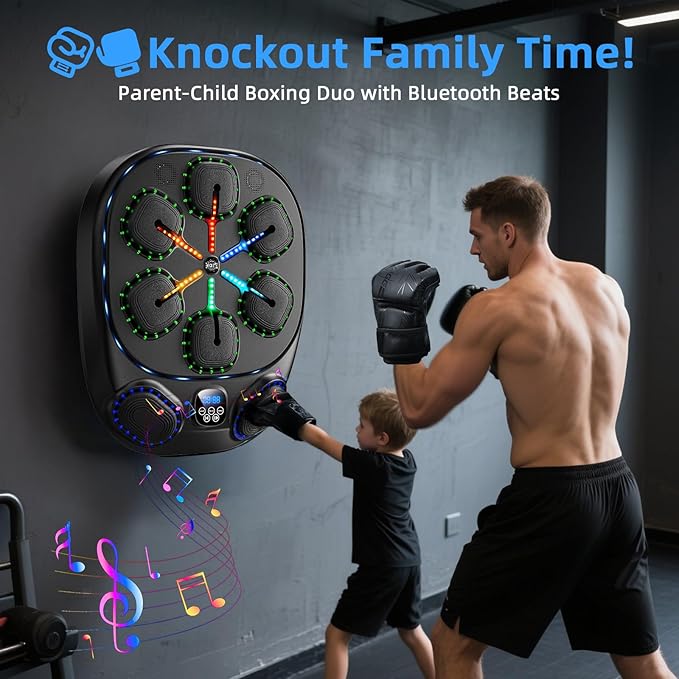 Music Boxing Machine with LED Lights & Bluetooth Speaker – Interactive Punching Bag for Fitness, Rhythm Training & Stress Relief – Home Gym Equipment for Adults