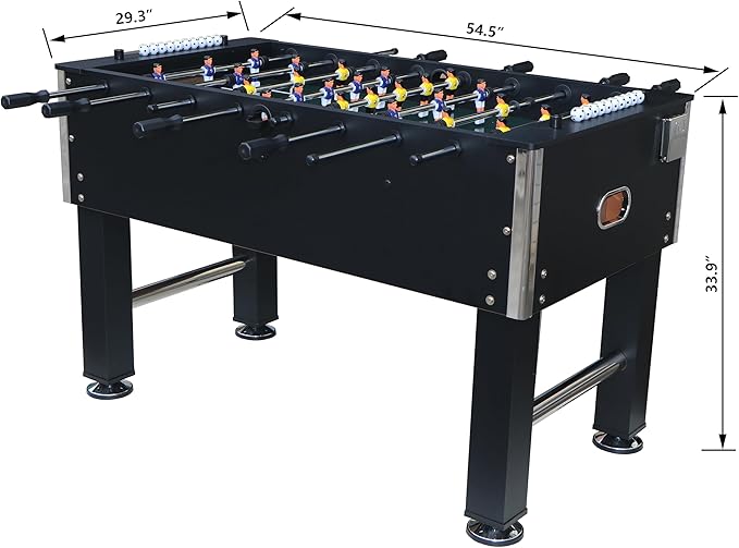  ﻿ 55'' Foosball Table, Home Arcade Table Soccer with Adjustable Legs&Heavy-Duty Bracket | Equipped with 4 Balls+2 Cup Holders | Multifunctional Football Table for Home Bar and Game Room
