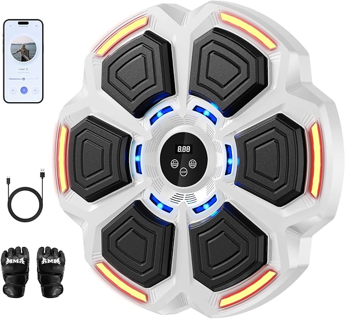 Music Boxing Machine for Adults,Smart Boxing Training Machine,Wall Target Punching Workout for Kids,Reflex Training Suitable for Home,Office,Gym,Fun Fitness Equipment