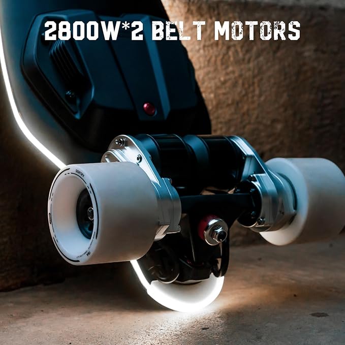 MEEPO Electric Longboard Skateboard with Remote for Adults, 34 MPH Top Speed, 30 Miles Long Range with 2800W*2 Gear Drive Motor, Bamboo & Fiberglass Deck, 330 LBS Max Load, Voyager X
