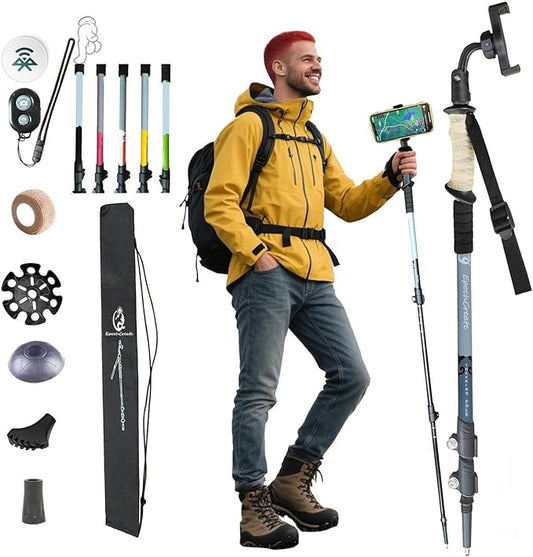 EpochCreate Hiking&Trekking Poles&Selfie Stick-Lightweight,Adjustable Flip Locks,Compact,Aircraft Grade Aluminum Walking Sticks for Hiking,All-Terrain for Seniors,Men & Women