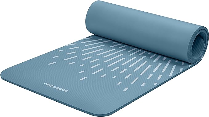 Retrospec Solana Yoga Mat 1/2" Thick w/Nylon Strap for Men & Women - Non Slip Exercise Mat for Yoga, Pilates, Stretching, Floor & Fitness Workouts