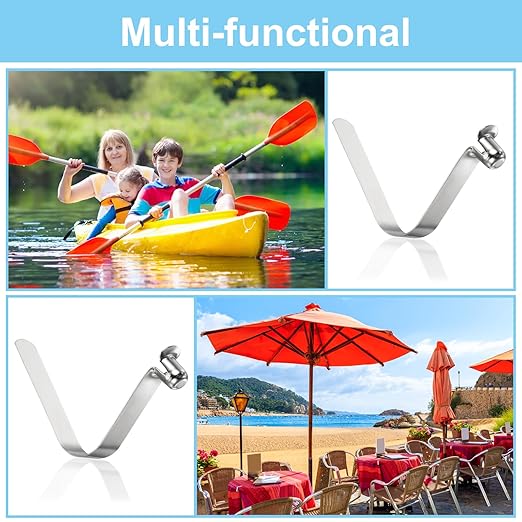 PATIKIL 10x8mm Kayak Paddle Snaps, 16 Pack Tent Pole Clips Steel V Shaped Single Pin Push Button Spring Clips Lock Tube Pole Clips for Camping Awning