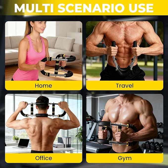 Twister Arm Trainer, Chest Workout Equipment for Men & Women Portable Spring Resistance Chest Exerciser Forearm Strengthener Bar Detachable for Home Fitness Equipment for Enhancing Upper Body Muscle