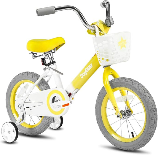 JOYSTAR Vintage Kids Bike with Training Wheels & Basket, 12 14 16 Inch Girls Bike for 2-7 Years Old, Children Bicycles, Multiple Colors