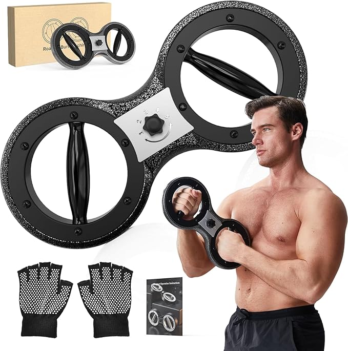 HOTWAVE Burn Machine Arm Workout, Spinning Rotator Shoulder Burn Machine - 360 Degree Rotating Burn Machine Arm Workout Equipment Machine for Men&Women with Boxing Gloves Adjustable Resistance