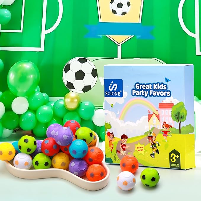 SCIONE 36 PCS Mini Fidget Spinners Soccer Ball Toys for Kids, Soccer Party Favors Goodie Bag Stuffers, Rotatable Soccer Finger Stress Balls for Classroom Prizes