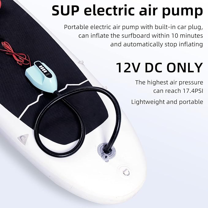 LEDONNE SUP Electric Air Pump Portable Electric Pump for SUP with Digital LCD and Power Switch Button Max Pressure17.4 PSI 12V DC Comes with Car Plug and Battery Clamps, Price-Off Promotions