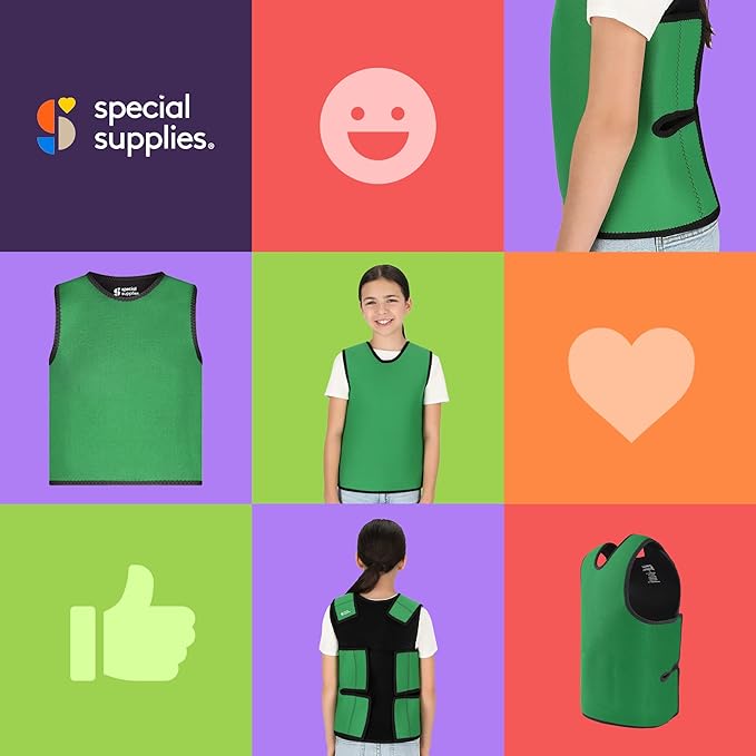 Special Supplies Sensory Compression Vest Deep Pressure Comfort (Green, Meduim)