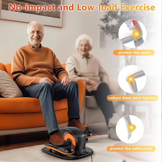 Under Desk Elliptical Exercise Machine, Ellipse Leg Exerciser as Seen on TV with Remote, 15 Adjustable Speed, Portable Leg Exerciser While Sitting for Seniors, Quiet Elliptical Machine for Home Office