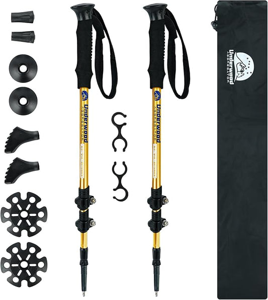 Trekking Poles Collapsible Hiking Poles - 2 Pack Adjustable Aluminum Hiking Sticks, Lightweight Walking Sticks for Women, Men, Seniors, Kids, Walking Poles for Backpacking by Underwood Aggregator