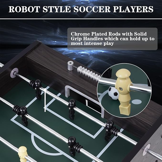 Large Size Foosball Table Adult Size, Full Size Soccer Game Table w/2 Balls, Leg Levelers & Heavy-Duty Legs, Durable Arcade Football Table for Game Room, Home, Office, Party