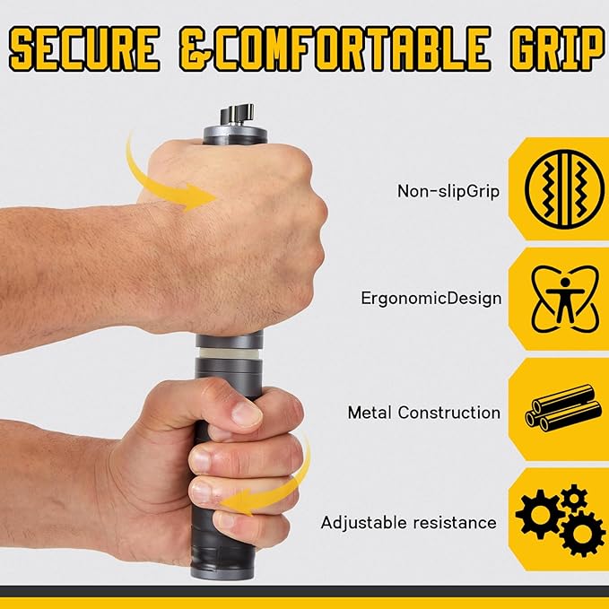 grip strength trainer, Adjustable Metal Design with Silicone Handle, Forearm strengthener Tool for Physical Therapy, Recovery（Black knob）