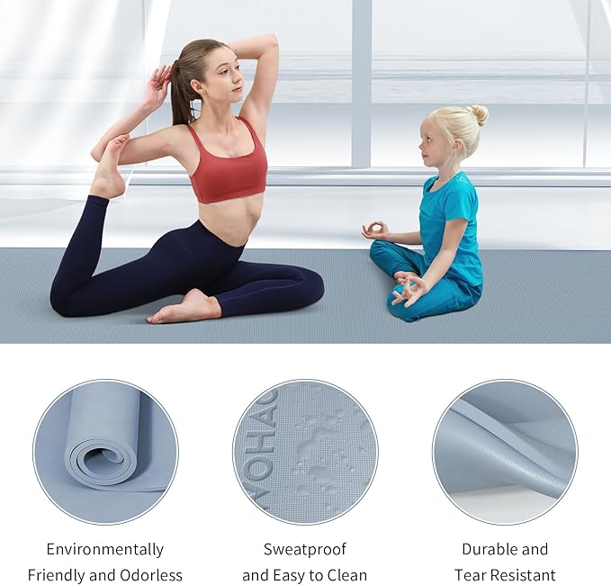Extra Wide & Thick 8mm Yoga Mat, 72"x31.5" Large Non Slip Exercise Mat, Premium POE Material for Superior Cushioning & Stability, with Strap for Home Gym, Pilates