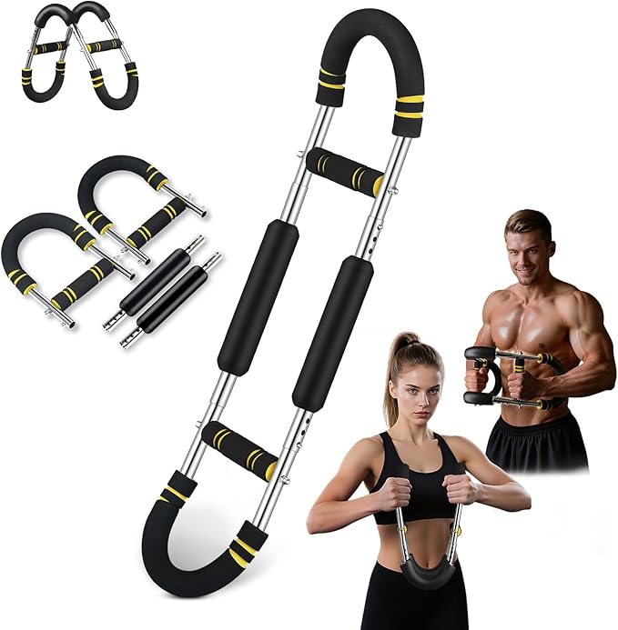 Twister Arm Trainer, Chest Workout Equipment for Men & Women Portable Spring Resistance Chest Exerciser Forearm Strengthener Bar Detachable for Home Fitness Equipment for Enhancing Upper Body Muscle