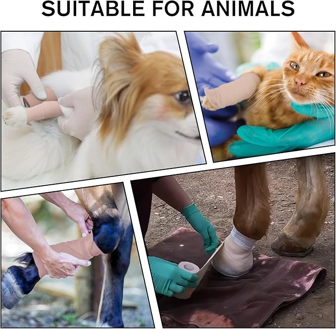 4 Rolls Elastic Tape, Breathable Self Adhesive Bandage Wrap, Flexible Stretch Bandages for Sports Wrists Sprains Knees Ankles, for Animals and Pets, 5 Yards (3 Inch in Width)
