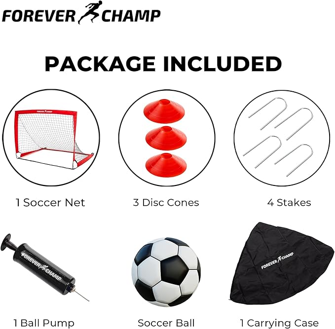 Kids Soccer Goals for Backyard - 4'x3' Soccer Nets, Stakes, Cones, Ball, Pump, Targets - Sturdy Mini Soccer Nets for Kids Ages 4-8 - Easy to Set Up Toddler Soccer Goal Set
